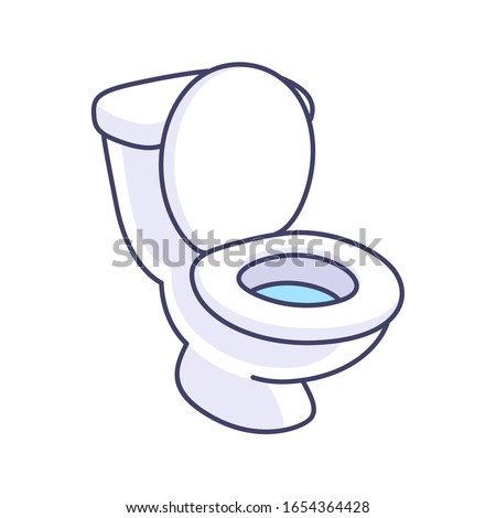Toilet bowl cartoon drawing. Simple vector clip art illustration.
