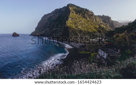 Atlantic ocean and coastline of Madeira island during winter season, Portugal