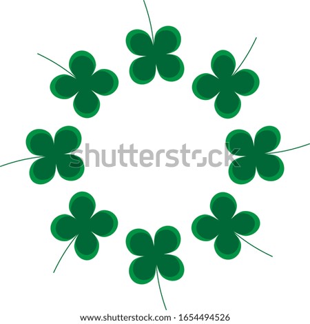 green color round frame with shamrock leaves flat. Copy space. Vector clip art.