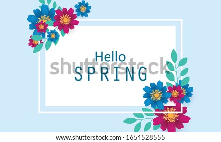 Spring design banner With colorful vector flowers