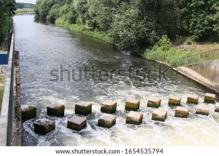 Weir system on the river