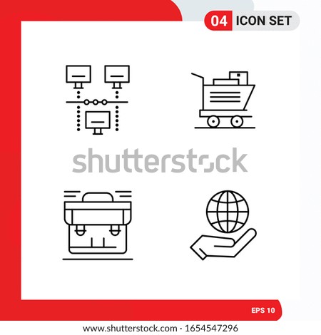 Creative Set of 4 Universal Outline Icons isolated on White Background.