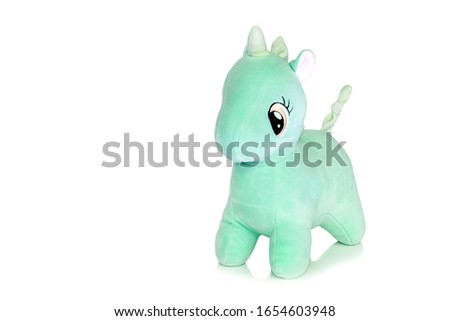 Image of purple horse doll isolated on white background with space background for text.