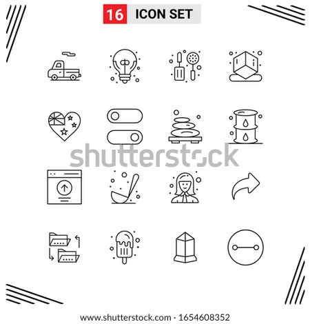 16 Icons Line Style. Grid Based Creative Outline Symbols for Website Design. Simple Line Icon Signs Isolated on White Background. 16 Icon Set.