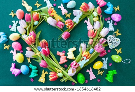 Fresh tulips and cheerful decorations for a Happy Easter