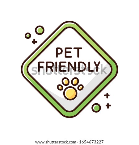 Pet friendly zone traffic sign green and white RGB color icon. Domestic animals walking place, cats and dogs welcome territory. Pets permitted area, open entrance zone. Isolated vector illustration