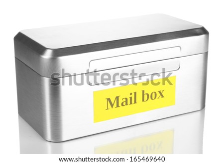 Metallic mailbox isolated on white
