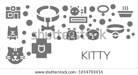 kitty icon set. 11 filled kitty icons.  Simple modern icons such as: Veterinary, Collar, Cat, Pet, Meow