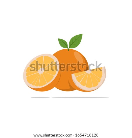 Fresh orange fruit flat vector design.