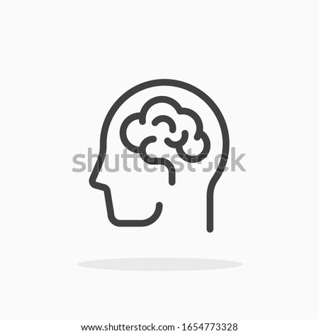 Human brain icon in line style. For your design, logo. Vector illustration. Editable Stroke. Royalty-Free Stock Photo #1654773328