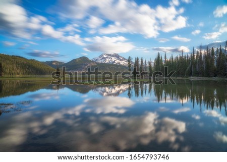 Reflections and mountains at Sparks Lake