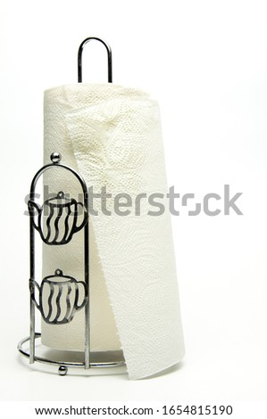 Disposable towels. Skein of tissue paper. On white background