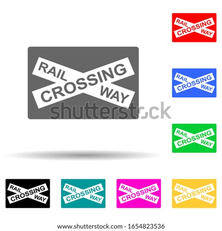 railway crossing multi color style icon. Simple glyph, flat vector of railway warnings icons for ui and ux, website or mobile application