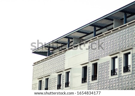 Modern building facade off centered