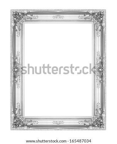 old antique silver picture frames. Isolated on white background