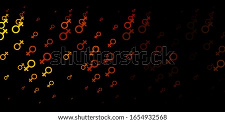Dark Yellow vector texture with women's rights symbols. Colorful feminism symbols with a gradient in modern style. Simple design for your web site.