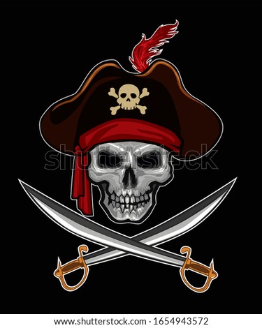 Pirates skull cartoon in vector