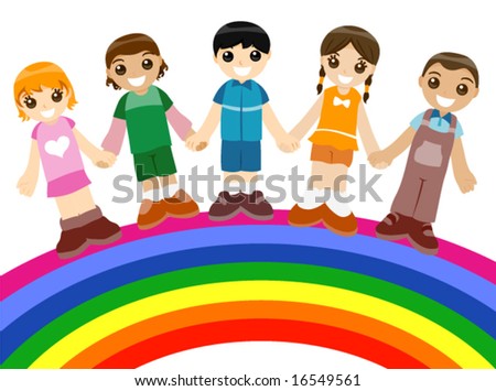 Children on Rainbow - Vector