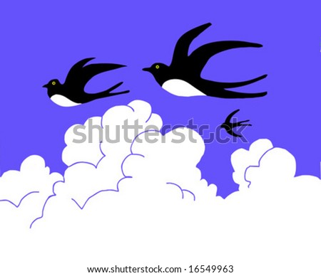 vector illustration swallow in sky
