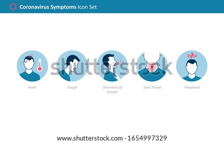 Coronavirus 2019-nCoV (Covid-19) symptoms icon set for Infographic Royalty-Free Stock Photo #1654997329