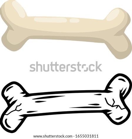 Set of bones. White dog Toy. Cartoon and flat illustration. Part of the human skeleton