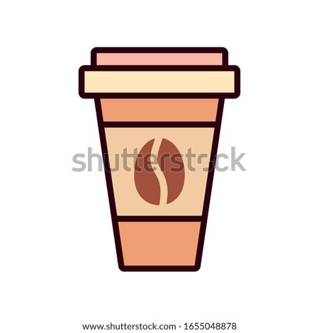 coffee mug drink line and fill style icon design, Beverage liquid menu restaurant lunch refreshment kitchen and meal theme Vector illustration