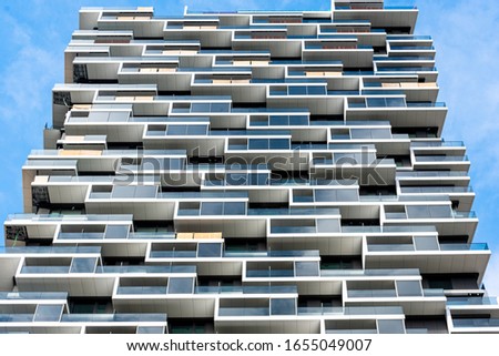 The facade of a new residential tower
