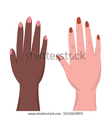 female hands design of Collaborative team cooperation together partnership unity idea strategy solution togetherness and occupation theme Vector illustration