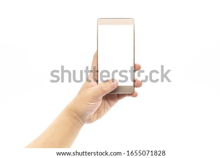 A man hand holding a blank golden smartphone
