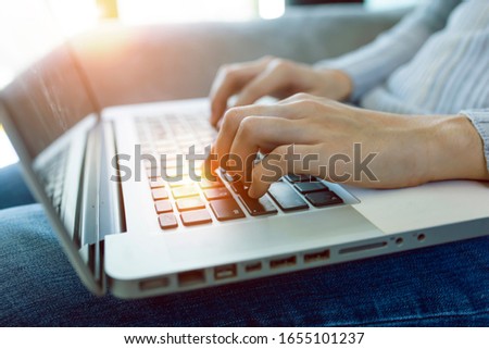 Women using laptop payments online shopping and icon customer network connection.