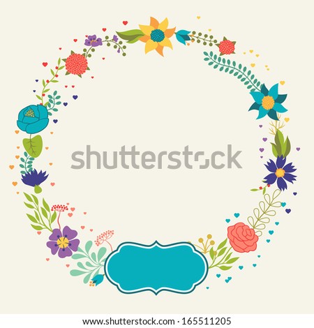 Romantic background of various flowers in retro style.