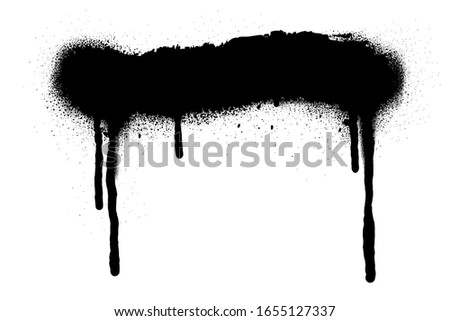 Spray Paint Vector Elements isolated on White Background. Set of  frame and black round ink stains, Lines and Drips Black ink splatters, Ink blots set, Street style.