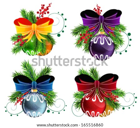 Set of Christmas and New Year's decoration elements isolated on a white background.