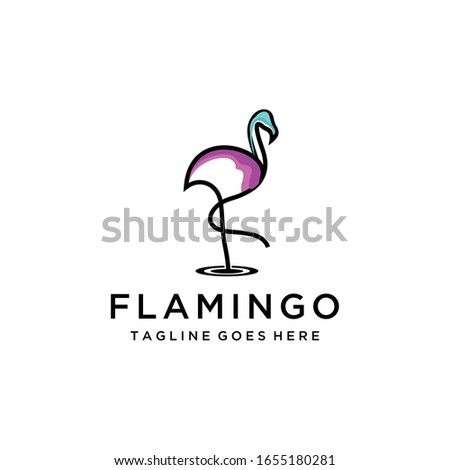 Creative illustration luxury Minimalist flamingo bird logo template.