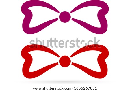 Colored bow set icon isolated on white. Ribbon vector stock  illustration