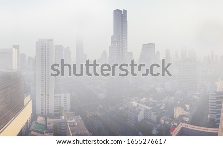 dust pm 2.5 top view on top roof skyline bangkok capital city in asia Royalty-Free Stock Photo #1655276617