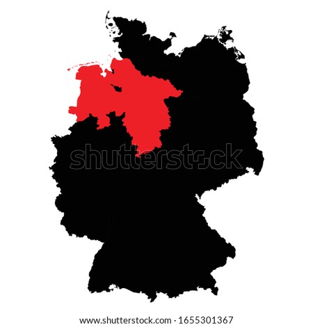 Lower Saxony state highlighted on Germany map Vector EPS 10