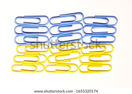 Ukraine Flag Illustration with blue and yellow paperclips