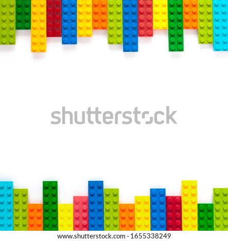 Frame of colored cubes on a white background