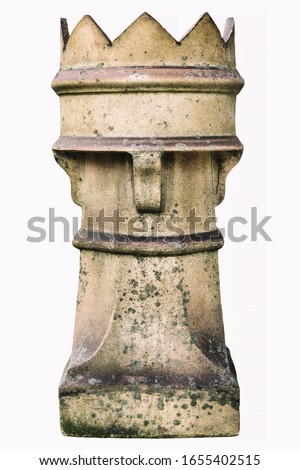 Ancient stone weathered chess tower isolated on a white background