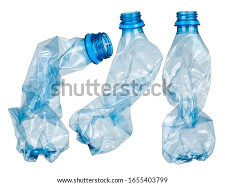 Used plastic bottles on white Royalty-Free Stock Photo #1655403799