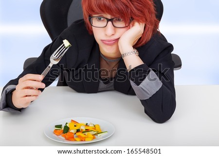 Women do not like their vegetable salad Royalty-Free Stock Photo #165548501