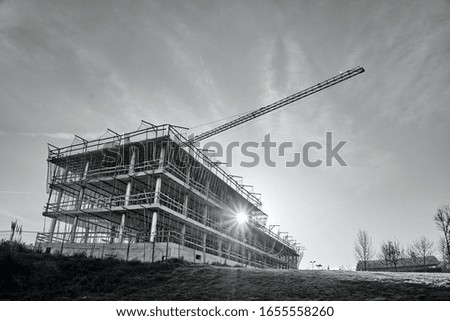       building under construction in the park                         