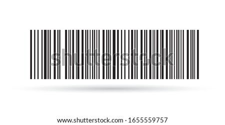 Modern simple flat barcode sign. Industrial QR code and scan barcode label. Marketing, internet concept. Flat black vector illustration on a white background. EPS 10