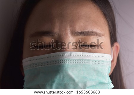 Close up Woman use Health mask to prevent germs, corona virus, Face Mask Covid 19