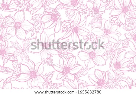 Elegant seamless pattern with anemone flowers, design elements. Floral  pattern for invitations, cards, print, gift wrap, manufacturing, textile, fabric, wallpapers