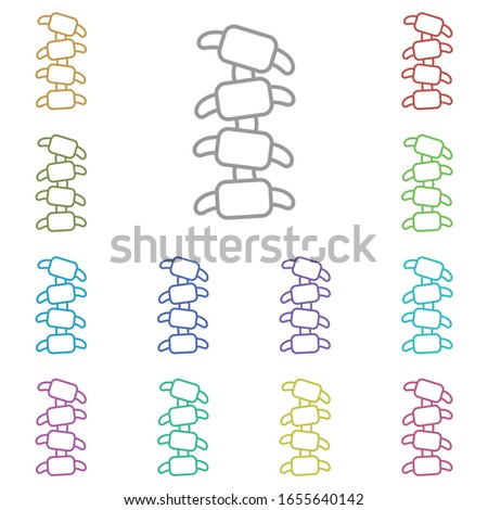 Spine multi color icon. Simple thin line, outline of bone injury icons for ui and ux, website or mobile application on white background