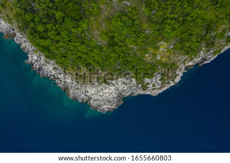 Moscenicka Draga, Croatia - Aerial top down view of beautiful croatian coast with Adriatic sea.
