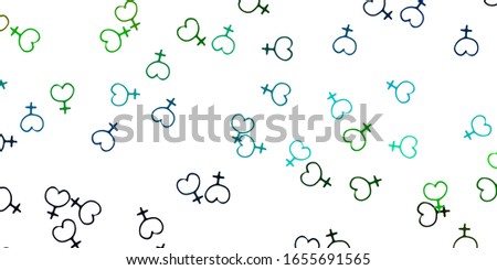 Light Blue, Yellow vector template with businesswoman signs. Illustration with signs of women's strength and power. Design for International Women’s Day.