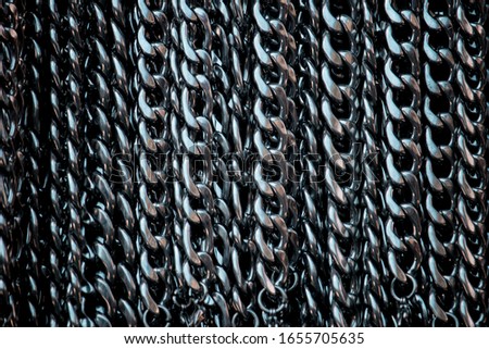 Close up of steel chains pattern.